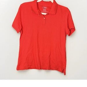 LL Bean Men’s M Reg Traditional Fit Red Polo Shirt 100% Cotton Outdoor T1
